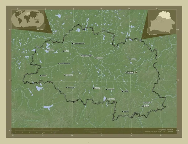 Витебск Область Беларуси Карта Высоты Окрашенная Вики Стиле Озерами Реками — стоковое фото