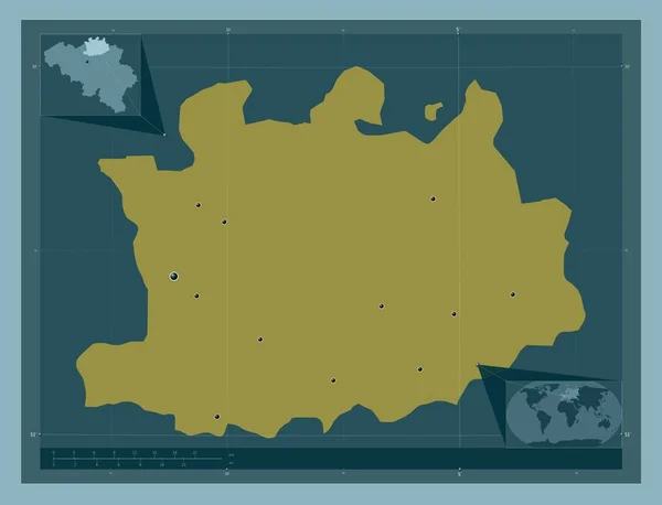 Антверпен Провінція Бельгія Твердий Колір Розташування Великих Міст Регіону Кутові — стокове фото