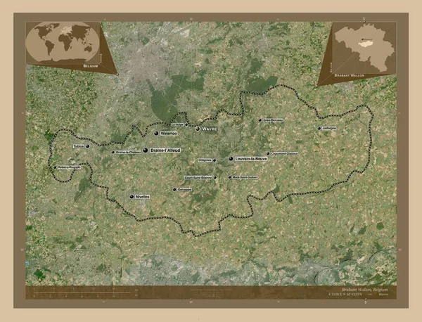 Brabant Wallon Provincie België Lage Resolutie Satellietkaart Locaties Namen Van — Stockfoto