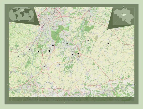 Brabant Wallon Provinsen Belgien Öppna Gatukartan Platser För Större Städer — Stockfoto