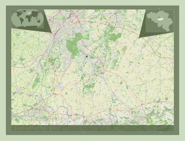 Brabant Wallon Província Bélgica Abrir Mapa Rua Mapa Localização Auxiliar — Fotografia de Stock