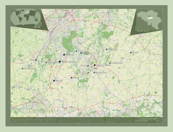 Brabant Wallon Província Bélgica Abrir Mapa Rua Locais Nomes Das — Fotografia de Stock