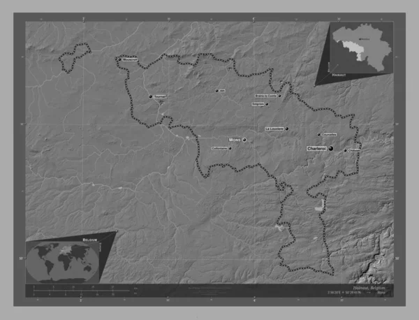 Henao Provincia Bélgica Mapa Elevación Bilevel Con Lagos Ríos Ubicaciones —  Fotos de Stock