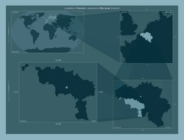 Henao Provincia Bélgica Diagrama Que Muestra Ubicación Región Mapas Gran —  Fotos de Stock