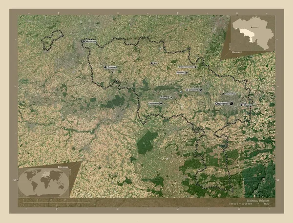 Henao Provincia Bélgica Mapa Satelital Alta Resolución Ubicaciones Nombres Las —  Fotos de Stock