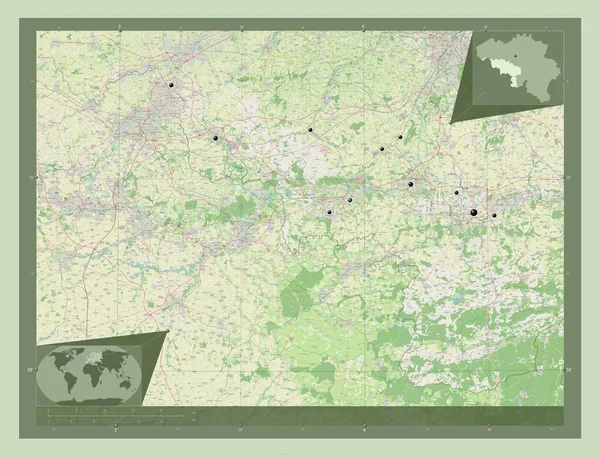 Hainaut Província Bélgica Abrir Mapa Rua Locais Das Principais Cidades — Fotografia de Stock