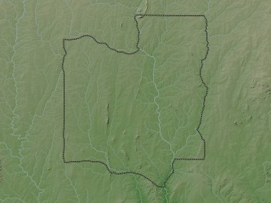 Collines, Benin Departmanı. Yükseklik haritası göller ve nehirlerle wiki stilinde renklendirilmiştir