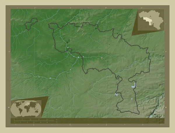 Hainaut Provincie Belgie Zdvihová Mapa Zbarvená Stylu Wiki Jezery Řekami — Stock fotografie