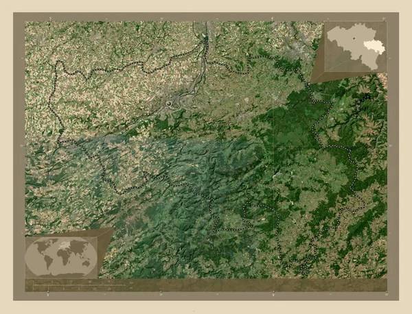 Λιέγη Επαρχία Βελγίου Υψηλής Ανάλυσης Δορυφορικός Χάρτης Γωνιακοί Χάρτες Βοηθητικής — Φωτογραφία Αρχείου