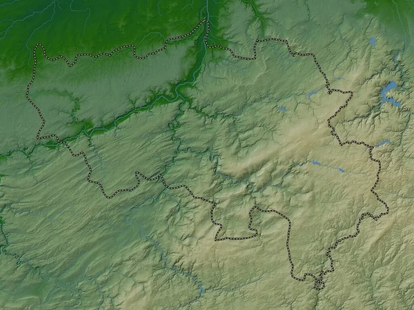 Liegi Provincia Del Belgio Mappa Elevazione Colorata Con Laghi Fiumi — Foto Stock