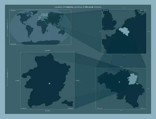 Limburgo Provincia Bélgica Diagrama Que Muestra Ubicación Región Mapas Gran —  Fotos de Stock