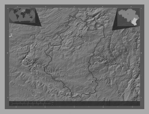 Luxemburgo Provincia Bélgica Mapa Elevación Bilevel Con Lagos Ríos Mapas — Foto de Stock