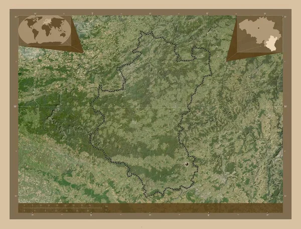 卢森堡 比利时省 低分辨率卫星地图 角辅助位置图 — 图库照片