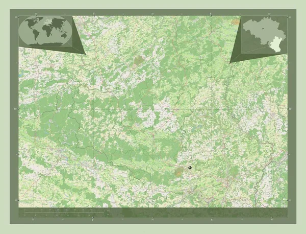 Люксембург Бельгія Відкрита Карта Вулиць Кутові Допоміжні Карти Місцезнаходження — стокове фото