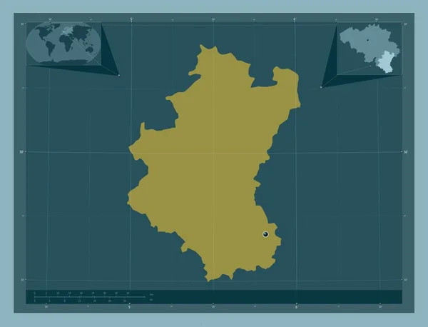 Luxemburgo Província Bélgica Forma Cor Sólida Mapa Localização Auxiliar Canto — Fotografia de Stock