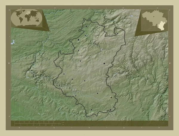 Lussemburgo Provincia Del Belgio Mappa Elevazione Colorata Stile Wiki Con — Foto Stock