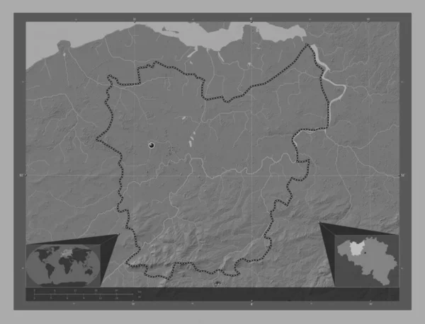 Oost Vlaanderen Επαρχία Βελγίου Bilevel Υψομετρικός Χάρτης Λίμνες Και Ποτάμια — Φωτογραφία Αρχείου