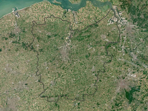 Oost Vlaanderen Provincie België Satellietkaart Met Hoge Resolutie — Stockfoto