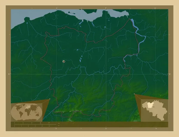 Oost Vlaanderen Provincia Bélgica Mapa Elevación Colores Con Lagos Ríos —  Fotos de Stock