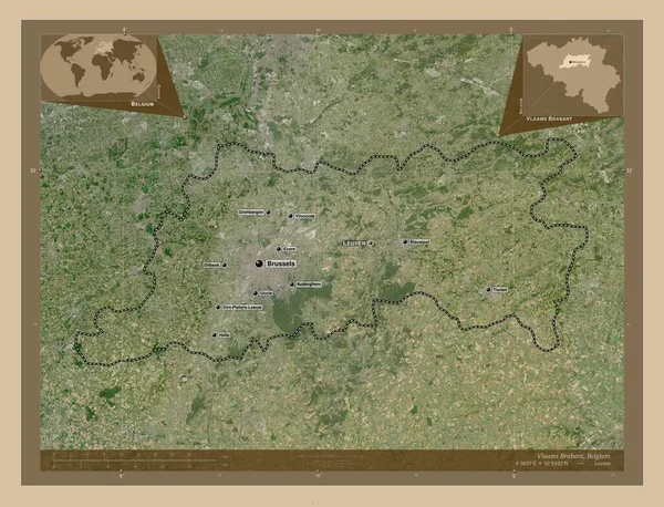 Vlaams Brabant Província Bélgica Mapa Satélite Baixa Resolução Locais Nomes — Fotografia de Stock