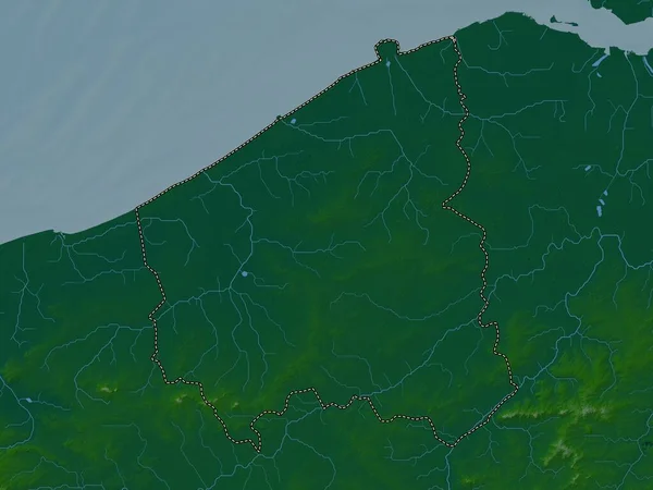 West Vlaanderen Province Belgium Colored Elevation Map Lakes Rivers — Stock Photo, Image