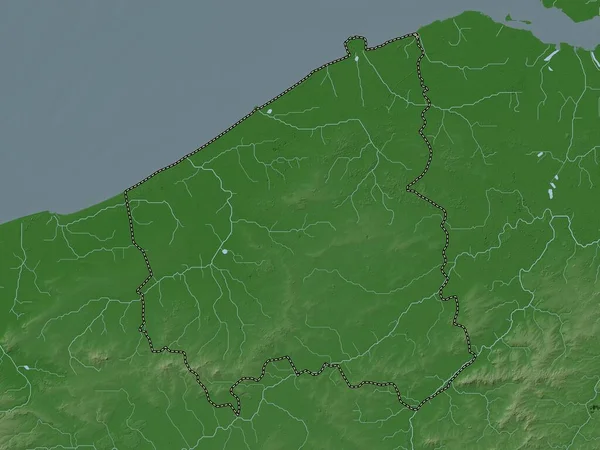 West Vlaanderen Provincia Bélgica Mapa Elevación Coloreado Estilo Wiki Con — Foto de Stock