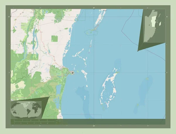 Беліз Район Белізу Відкрита Карта Вулиць Кутові Допоміжні Карти Місцезнаходження — стокове фото