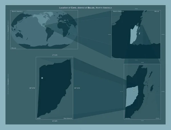 Cayo Distrito Belice Diagrama Que Muestra Ubicación Región Mapas Gran —  Fotos de Stock
