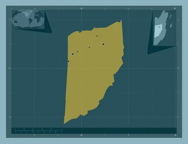 Cayo Distrito Belice Forma Color Sólido Ubicaciones Las Principales Ciudades —  Fotos de Stock