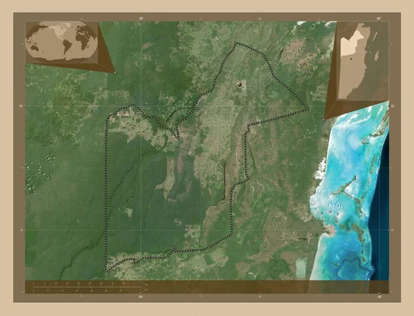 Orange Walk District Belize Low Resolution Satellite Map Corner Auxiliary — Stock Photo, Image