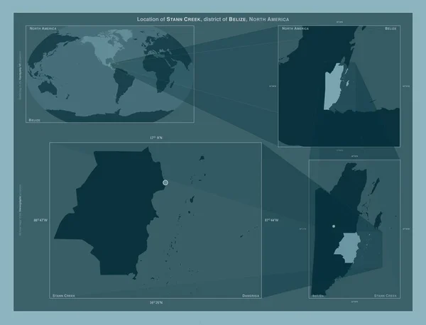 Станн Крік Район Белізу Діаграма Показує Розташування Регіону Мапах Великого — стокове фото