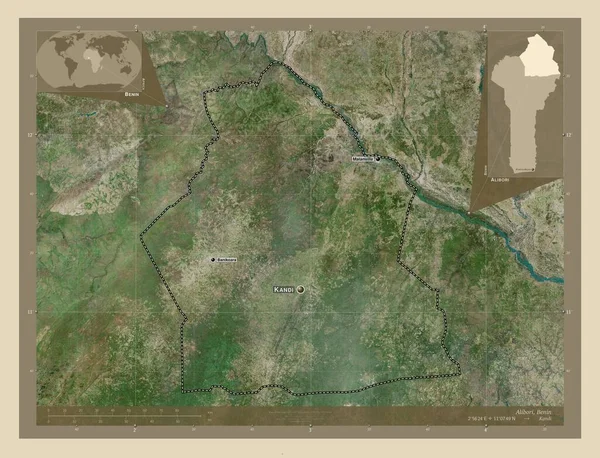 Alibori Dipartimento Del Benin Mappa Satellitare Alta Risoluzione Località Nomi — Foto Stock