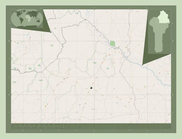 Алибори Департамент Бенина Карта Улиц Вспомогательные Карты Расположения Углов — стоковое фото