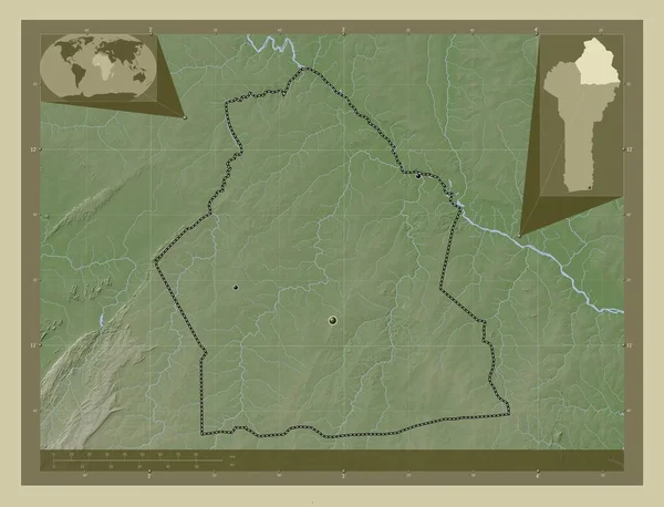 Алибори Департамент Бенина Карта Высоты Окрашенная Вики Стиле Озерами Реками — стоковое фото
