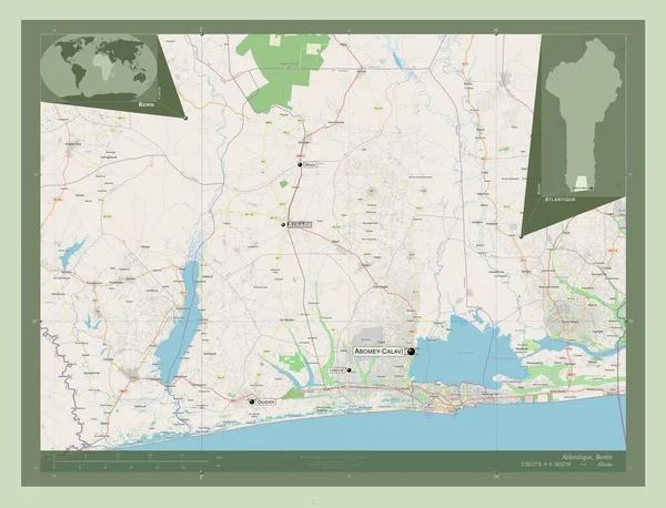 Atlantique Dipartimento Del Benin Mappa Stradale Aperta Località Nomi Delle — Foto Stock