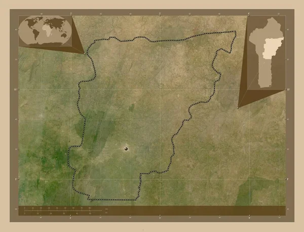 Μποργκού Τμήμα Μπενίν Δορυφορικός Χάρτης Χαμηλής Ανάλυσης Γωνιακοί Χάρτες Βοηθητικής — Φωτογραφία Αρχείου