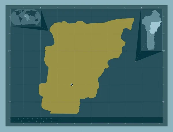 Borgou Departamento Benín Forma Color Sólido Mapas Ubicación Auxiliares Esquina — Foto de Stock