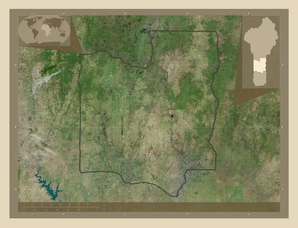 Collines Departament Beninu Mapa Satelity Wysokiej Rozdzielczości Pomocnicze Mapy Położenia — Zdjęcie stockowe