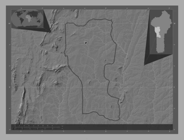 Donga Departamento Benín Mapa Elevación Bilevel Con Lagos Ríos Mapas — Foto de Stock