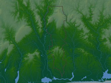 Plato, Benin Bölümü. Gölleri ve nehirleri olan renkli yükseklik haritası