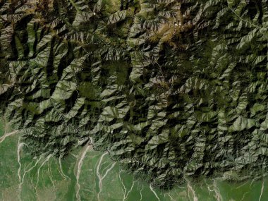 Chhukha, Butan bölgesi. Düşük çözünürlüklü uydu haritası