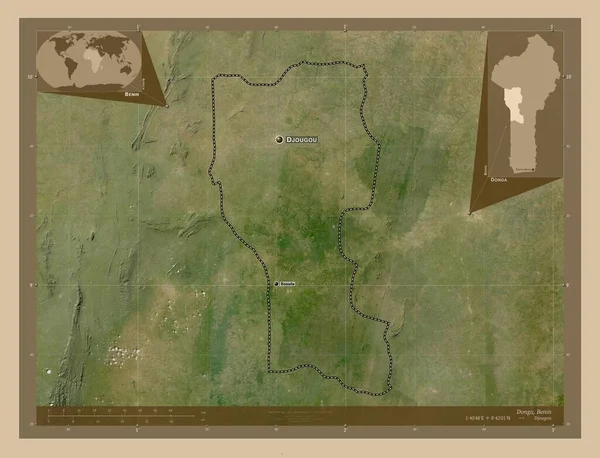 Donga Departamento Benin Mapa Satélite Baixa Resolução Locais Nomes Das — Fotografia de Stock