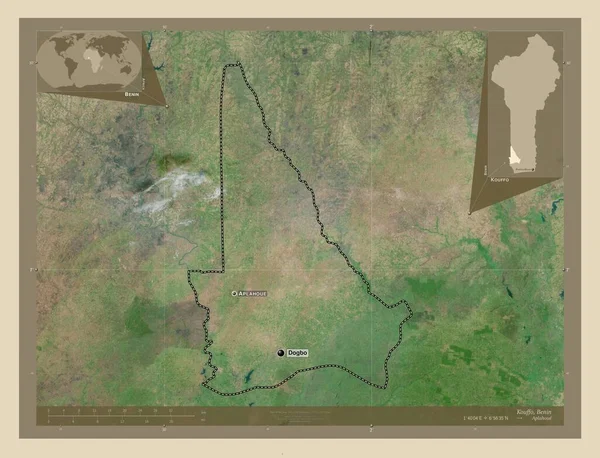 Kouffo Departement Benin Satellietkaart Met Hoge Resolutie Locaties Namen Van — Stockfoto