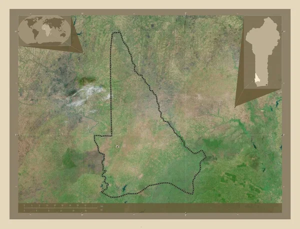 Куфо Відділ Беніну Супутникова Карта Високої Роздільної Здатності Кутові Допоміжні — стокове фото