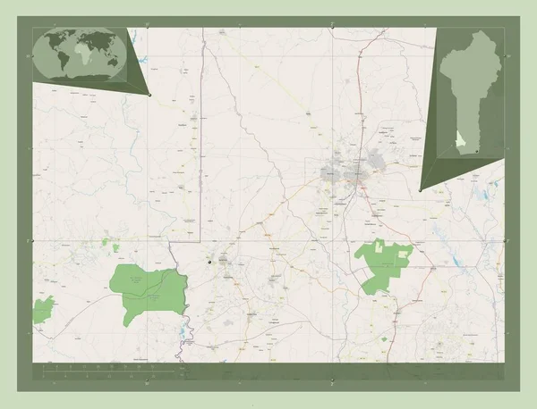 Kouffo Departament Beninu Otwórz Mapę Ulic Pomocnicze Mapy Położenia Narożnika — Zdjęcie stockowe