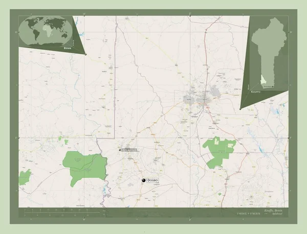 Kouffo Departement Benin Open Plattegrond Locaties Namen Van Grote Steden — Stockfoto