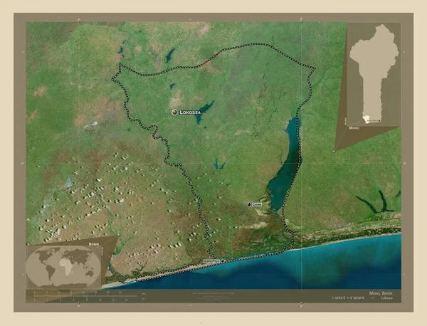 Моно Департамент Бенина Спутниковая Карта Высокого Разрешения Места Названия Крупных — стоковое фото