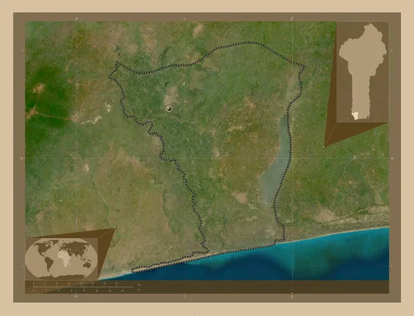 モノベナンの部署 低解像度衛星地図 コーナー補助位置図 — ストック写真