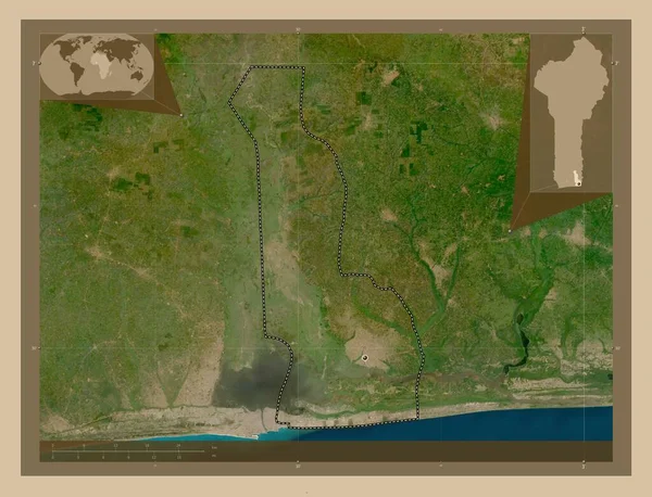 Oueme Benin Megye Kis Felbontású Műholdas Térkép Saroktérképek Kiegészítő Helymeghatározási — Stock Fotó