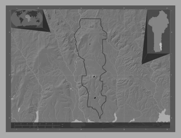 Plateau Dipartimento Del Benin Mappa Dell Elevazione Bilivello Con Laghi — Foto Stock